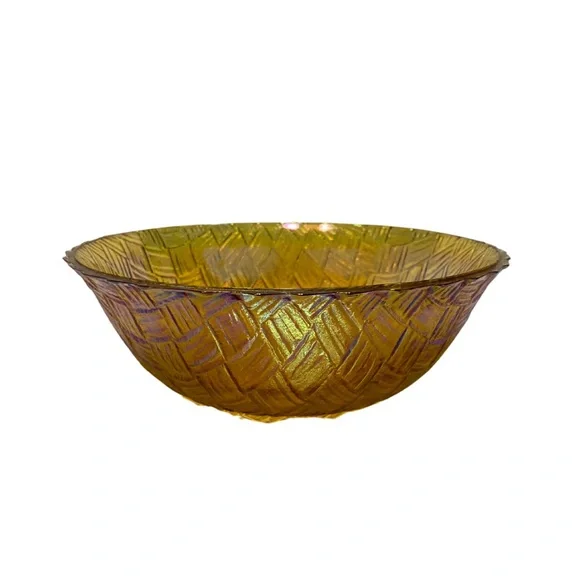 Vintage Indiana Glass Marigold Carnival Glass Basket Weave Pattern 9" Bowl - Picture 1 of 5